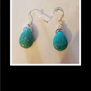 New With Tags Handmade Sterling Silver Turquoise Drop/Dangle Earrings